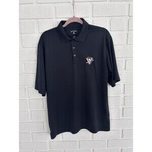 Pittsburgh Penguins Golf Polo Short Sleeve Mens Medium Black Antigua Fast Ship